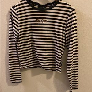Kickers Kids Black and White Striped Long Sleeve Tee